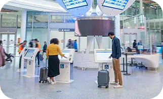 Self-service kiosks at Toronto Pearson Airport