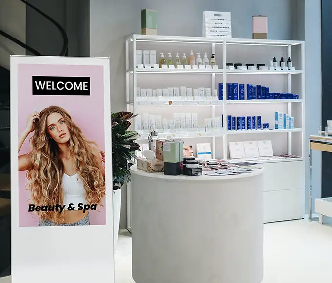 Kiosque numérique dans un salon de beauté