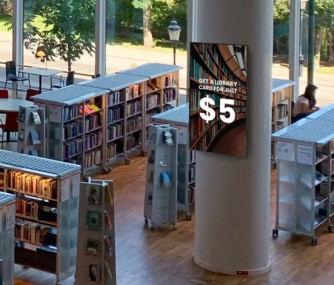 affichage numérique dans les bibliothèques