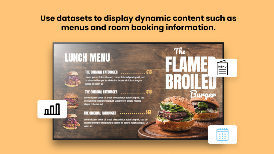 Datasets for Menus Room Booking header